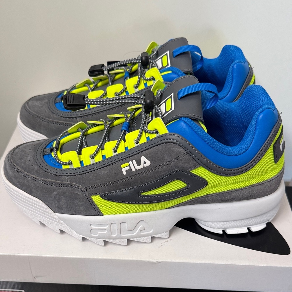 FILA Disruptor II Drawstring Sneakers with Neon Highlights